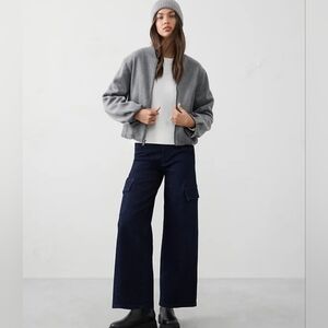 Brushed Bomber Jacket In Heather Gray